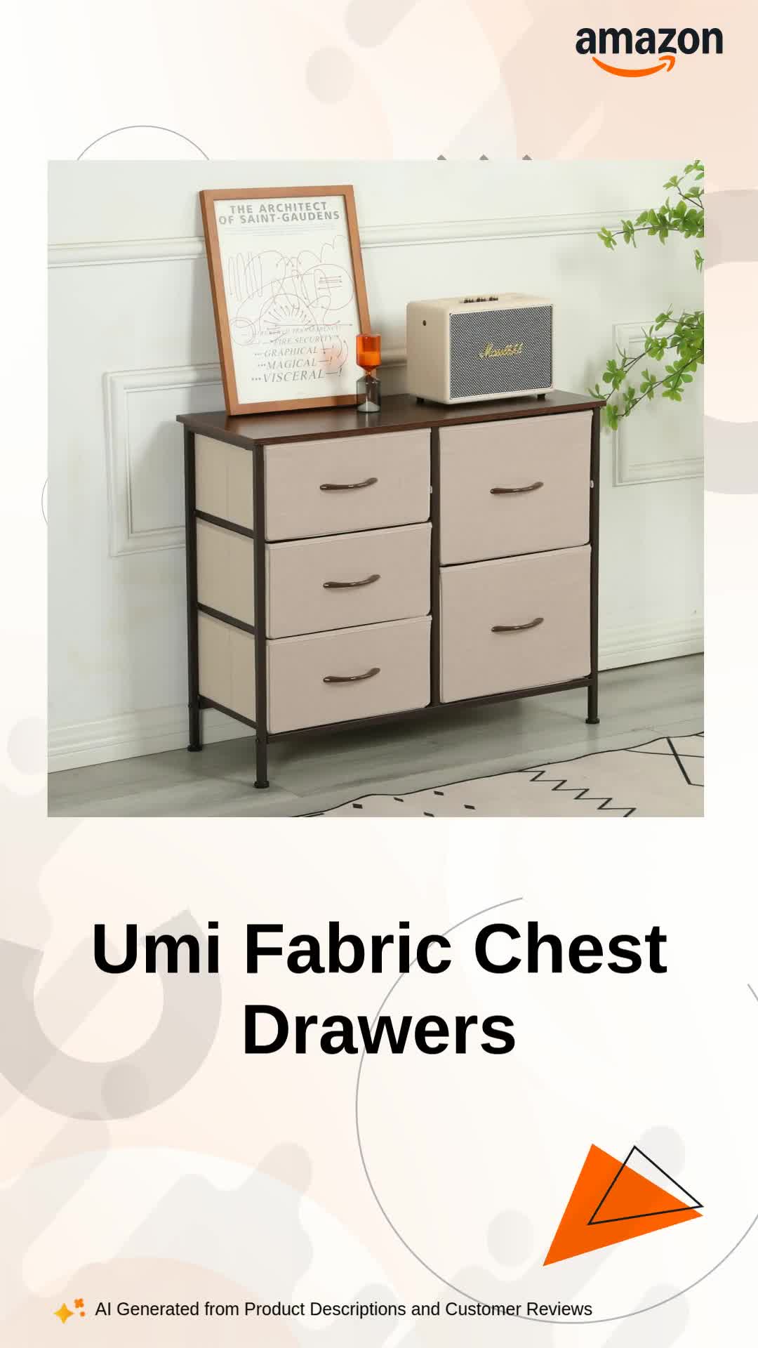 Amazon Brand - Umi Fabric Chest of Drawers Closet Drawer Organizer