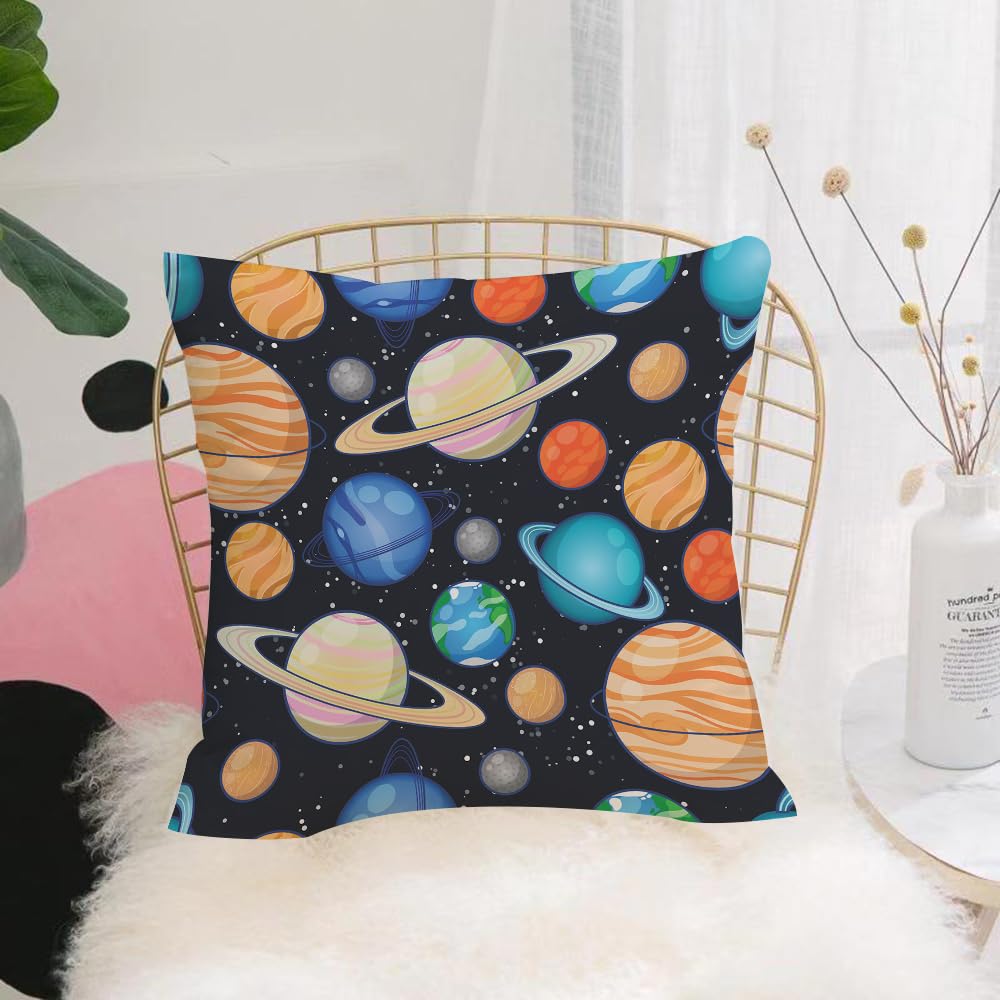 HYOSXW Cushion Cover,Throw Pillow Case Home Decorative for Living Room Bedroom Sofa Chair 16X16 Inch,Planet,stellar pattern of colorful planets, cartoon,Pillowcase 40X40cm
