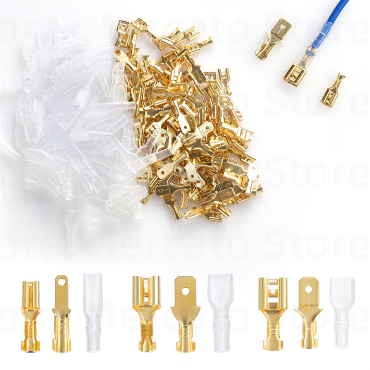 2.8/4.8/6.3mm Assortiti Maschio/Femmina Spina Primavera Spade Terminali A Crimpare Freddo Manicotto Isolante Elettrico Connettore del Cavo SN-48B Set-1000 PZ