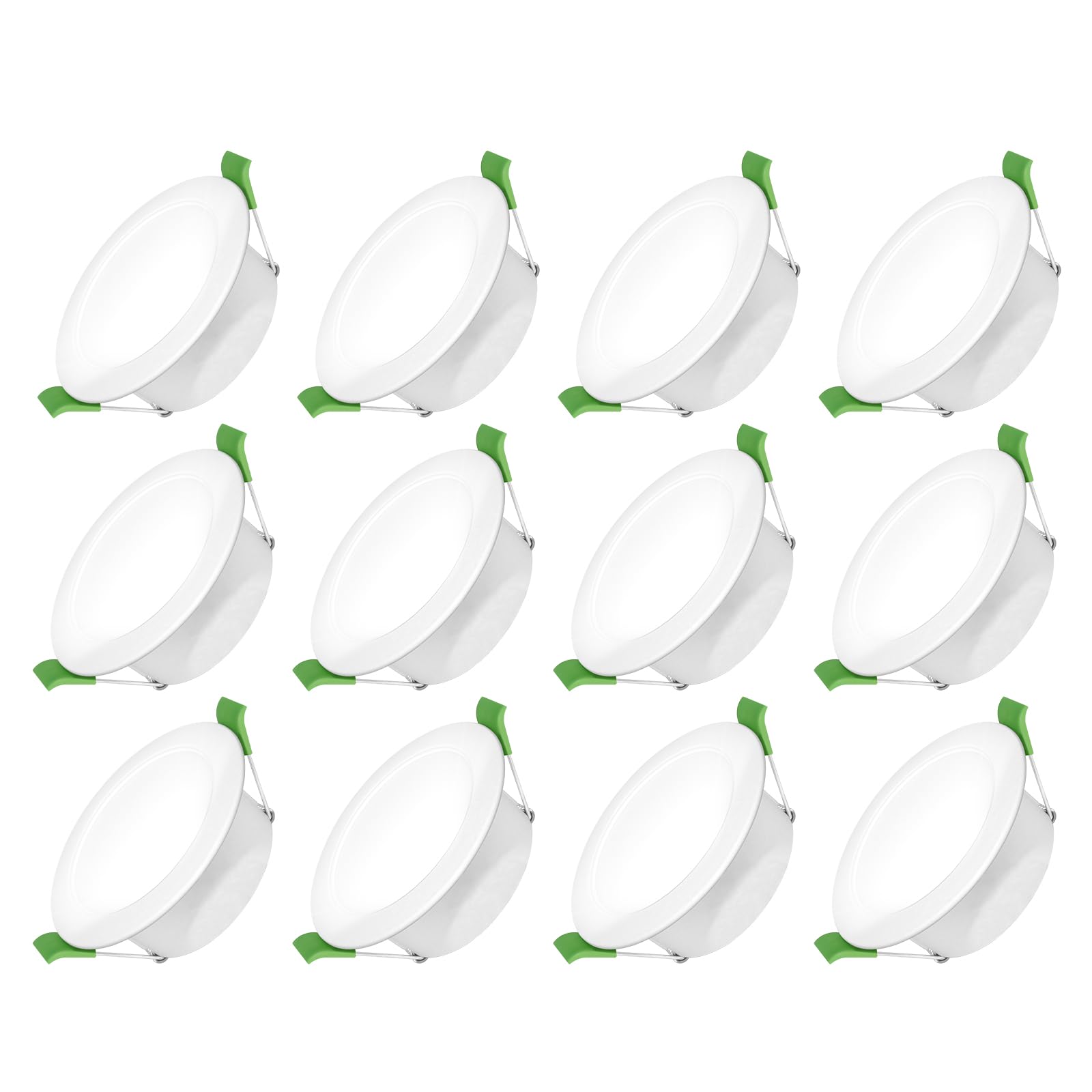 Jaenmsa Led Spots 230V, Einbaustrahler 8W 75-85mm EinbauØ, IP44, Nicht Dimmbar, Deckenspots Flach Neutralweiß 4000K für Badezimmer, Küche, Wohnzimmer, 12er Set