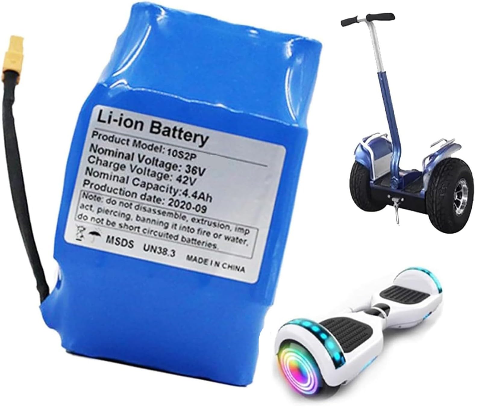 Batería 36 V 4,4 Ah 10S2P, Batería De Repuesto De para Aeropatín Eléctrico para Patinete Eléctrico, Hoverboard Y Monociclo con Enchufe XT60