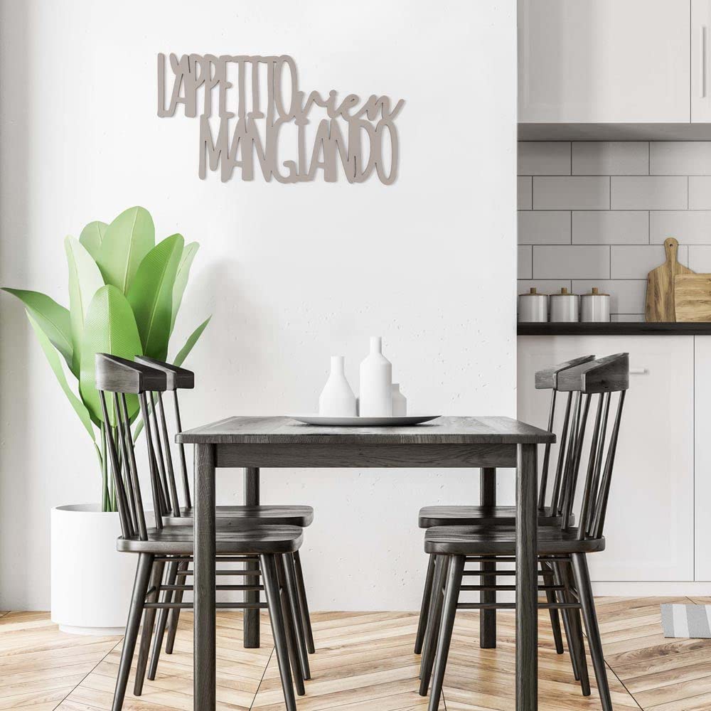 Declea Home Decor Décoration murale en bois phrase L'appétit vien en en mangeant décoration à suspendre pour cuisine bar pâtisserie, écriture décorative pour la cuisine décoration faite à la main