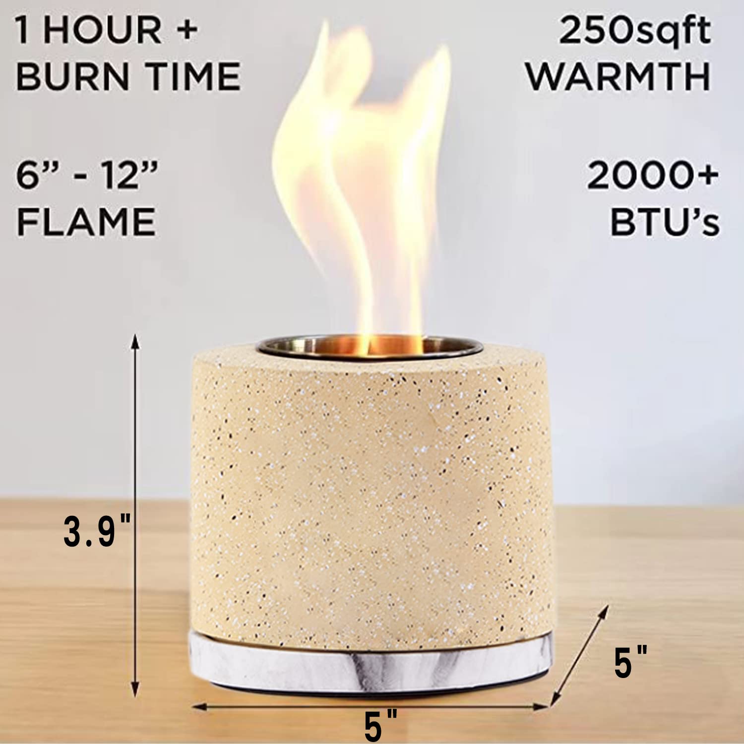 Aobaks Small Table Top Fire Pit Fireplace, Indoor Outdoor Table top Fireplace, Portable Concrete Bowl Pot ,Indoor Smores Maker