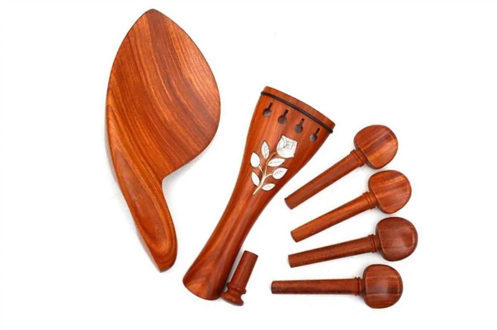 4/4 pieza trasera de violín afinador fino clavija de violín resto de barbilla piezas de violín con incrustaciones de concha accesorios de violín piezas y accesorios violín