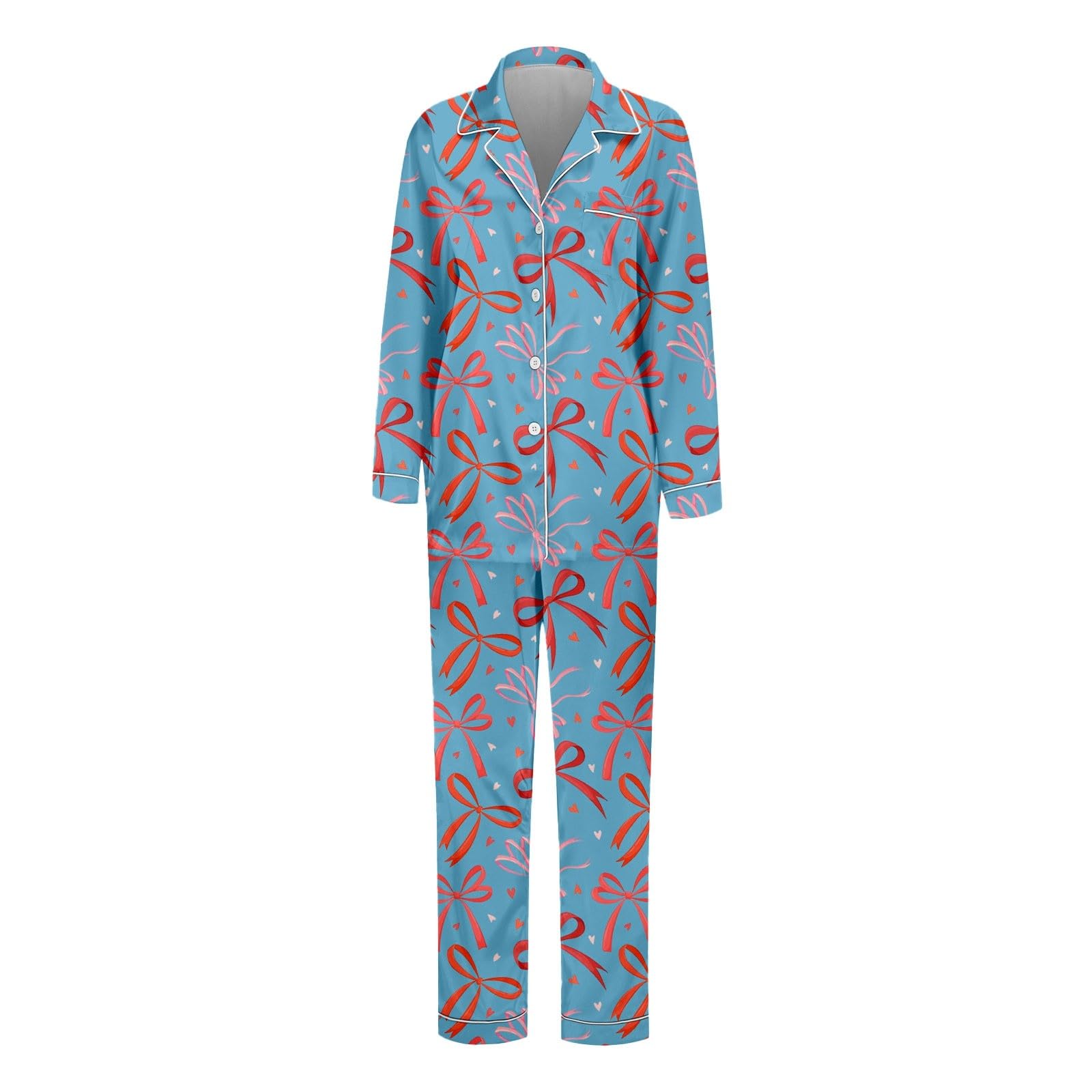Bequemer, lässiger Schlafanzug mit Blumenmuster, Langarmshirt und Hose – komfortable Nachtwäsche für Zuhause