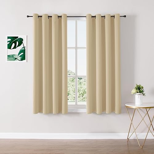 Miniatura 122 de ChrisDowa - Cortinas blackout con ojales para habitación y sala, juego de 2 paneles de cortinas con aislamiento térmico, gris oscuro, 42 x 63