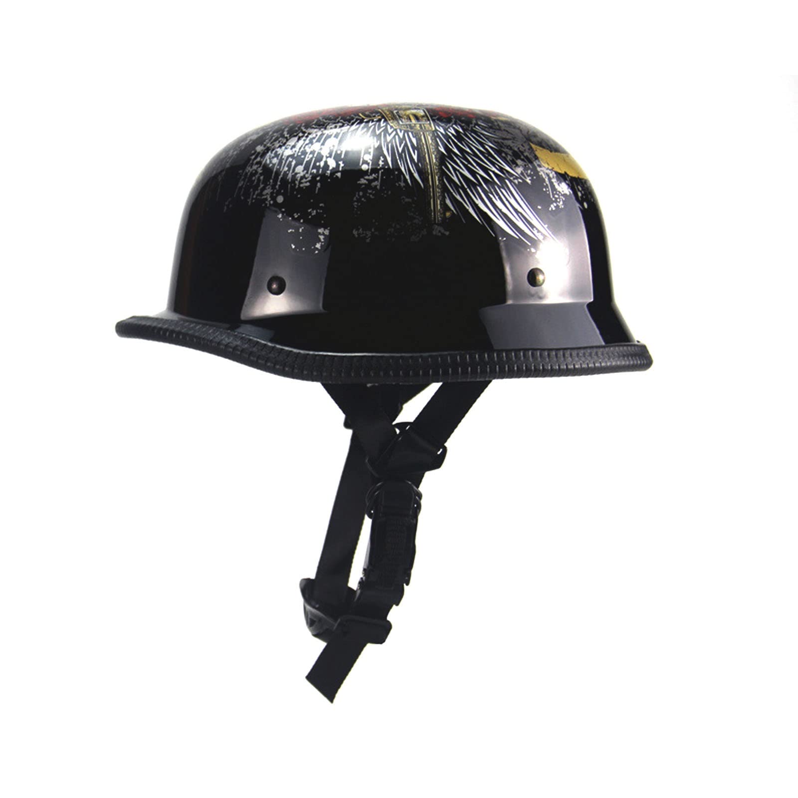 Retro Duitse stijl motor half helm heren dames, schedel cap half open helm zwart, DOT ECE goedgekeurde scooter jet helmen open-face motorhelmen (Size : Large Retro Duitse stijl motor half helm heren dames, schedel cap half open helm zwart, DOT ECE goedgekeurde scooter jet helmen open-face motorhelmen (Size : Large