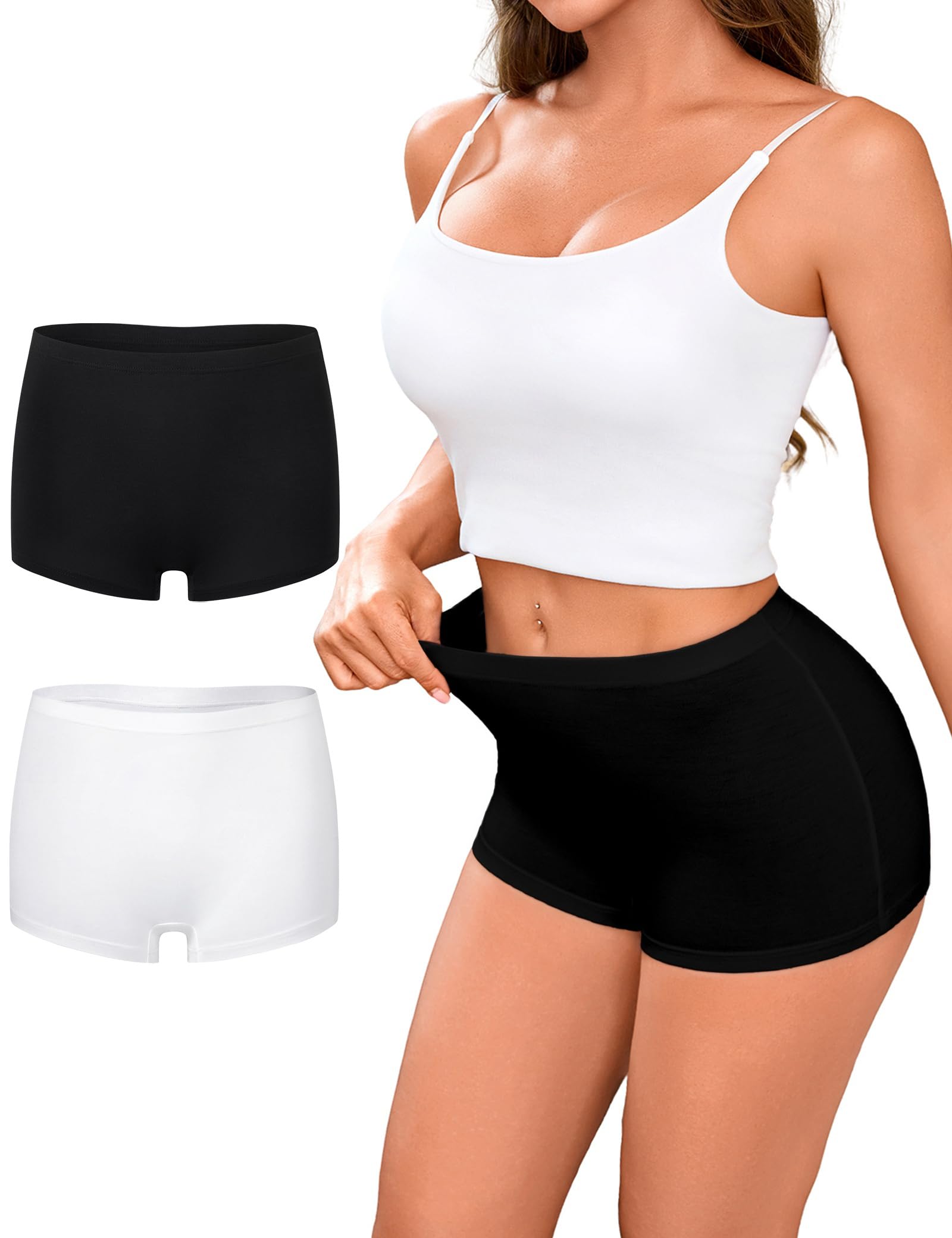 Briyat Bambus Unterhosen Damen Boxershorts Hohe Taille Unterwäsche Hohe Elastizität Frauen Boxer Shorts Leicht und Atmungsaktiv Schlüpfer Damenunterwäsche Bequeme Hotpants S-3XL