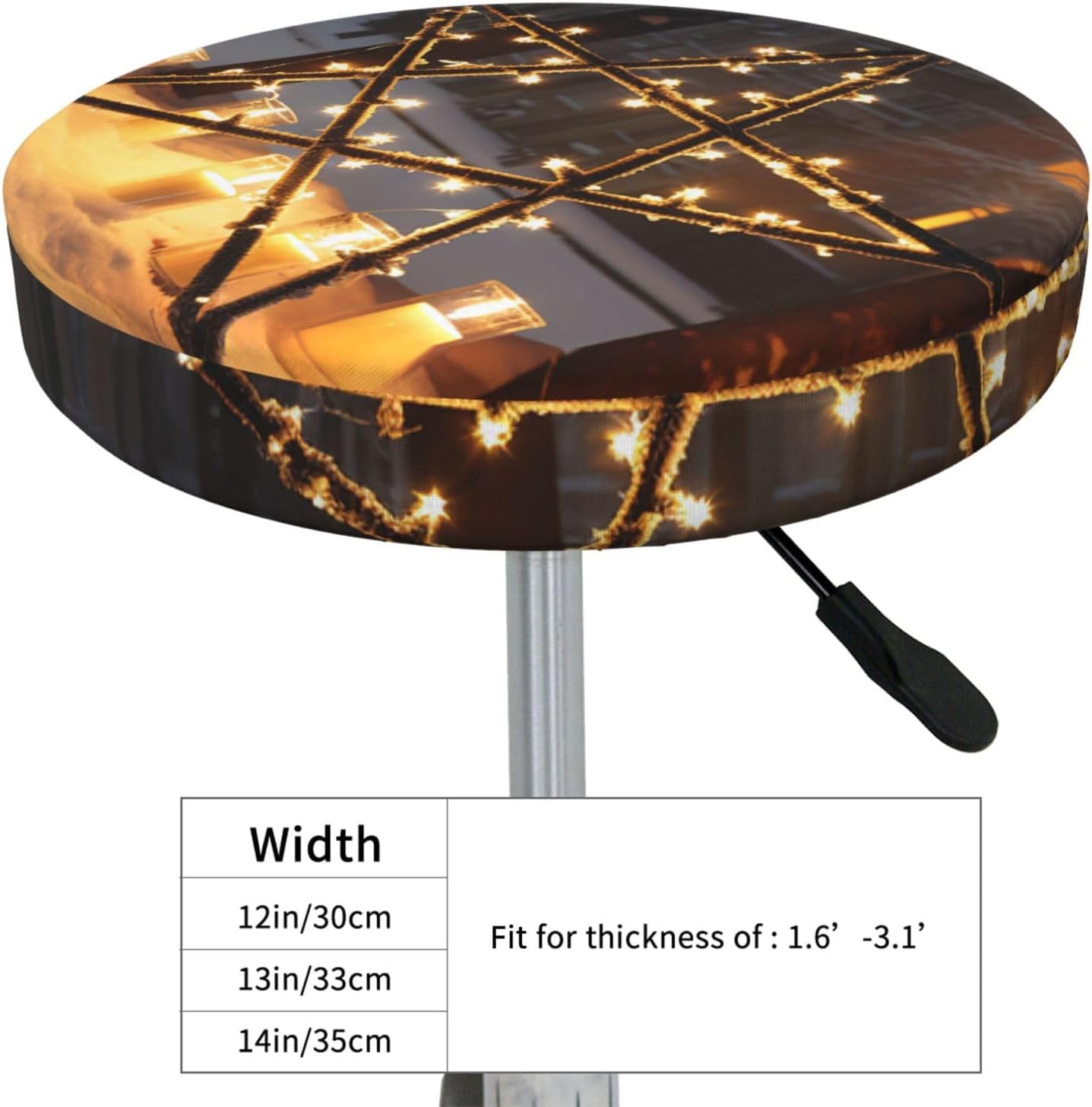 Bar Stool Cover Round Elastic Stool Cushion Covers Merry Christmas Star Bar Chair Cover Washable Stool Cushion Slipcover Stretch Stool Seat Covers for 12-14 Inch Chair