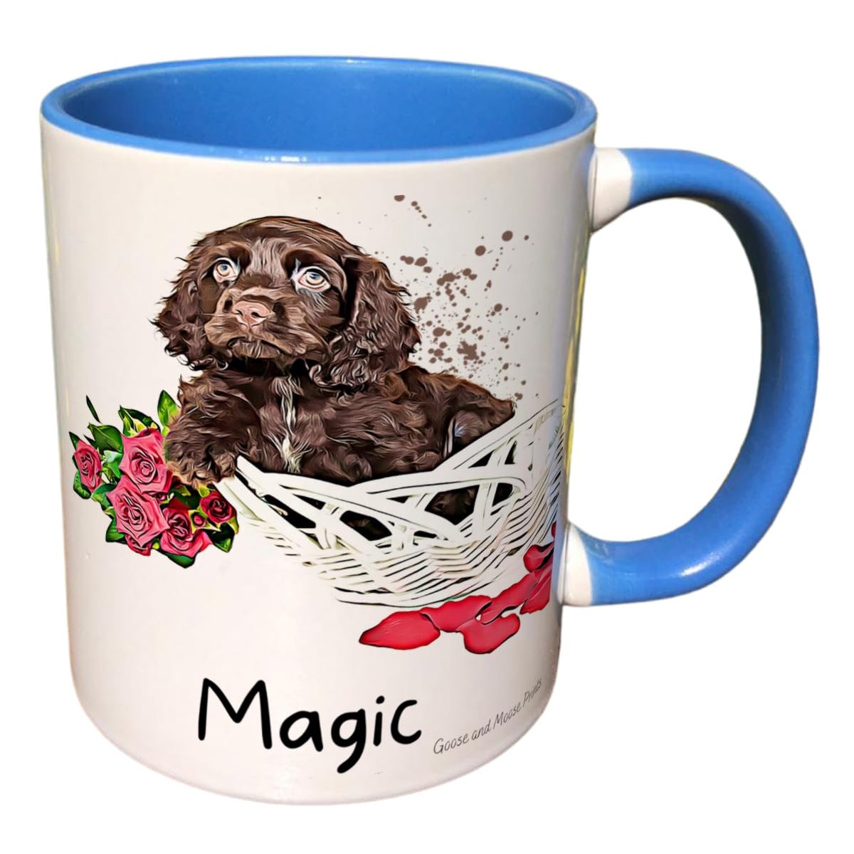 Personalised Chocolate Cocker Spaniel Dog Mug Gift - Present for Dog Lovers - Gifts for Puppy Owners - Personalised Dog Mug - Country Style Mug (Yellow)