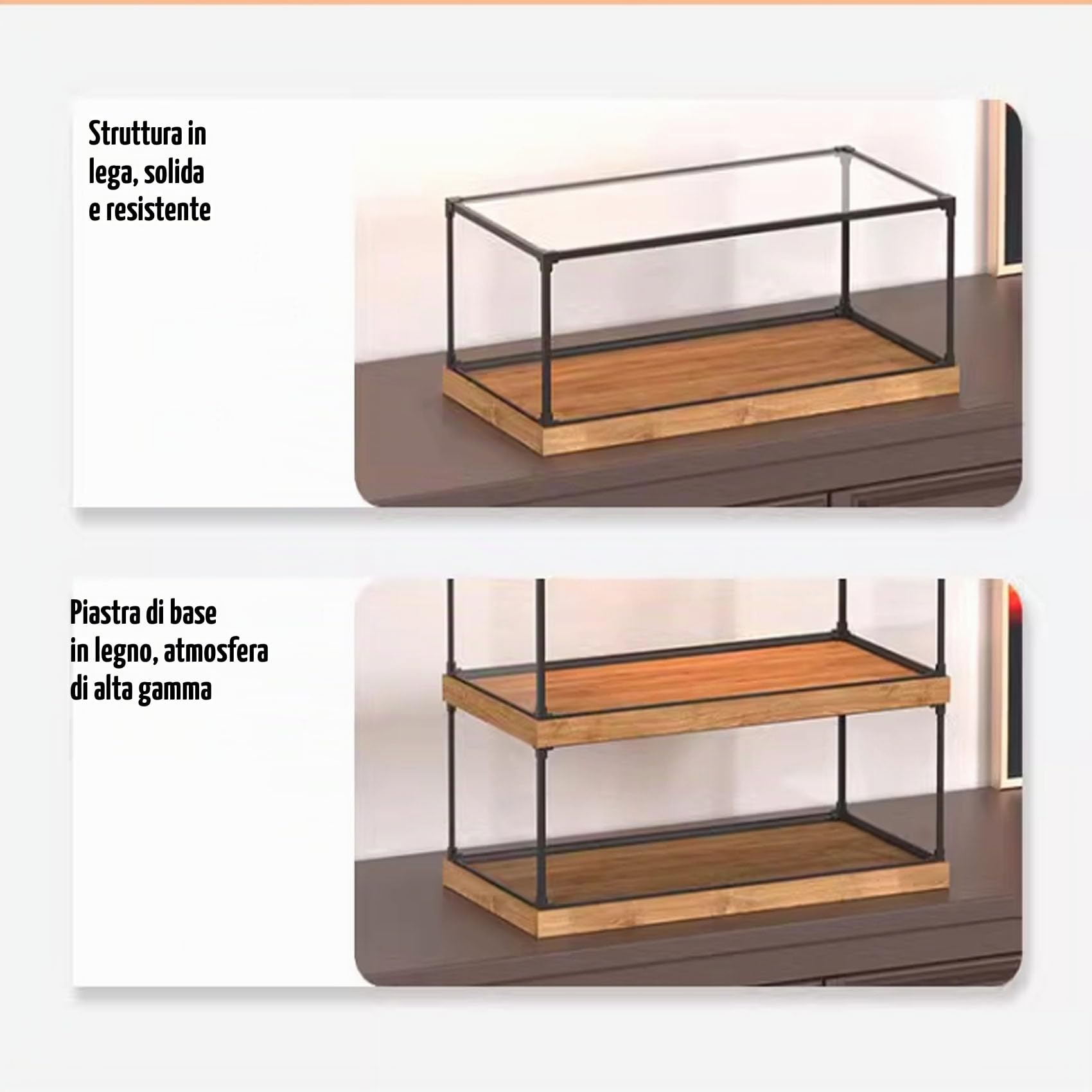 Espositore in acrilico, per Lego 10281 Bonsai in vaso modello di piante, antipolvere trasparente collezioni vetrina. (solo scatola) (base venatura del legno)