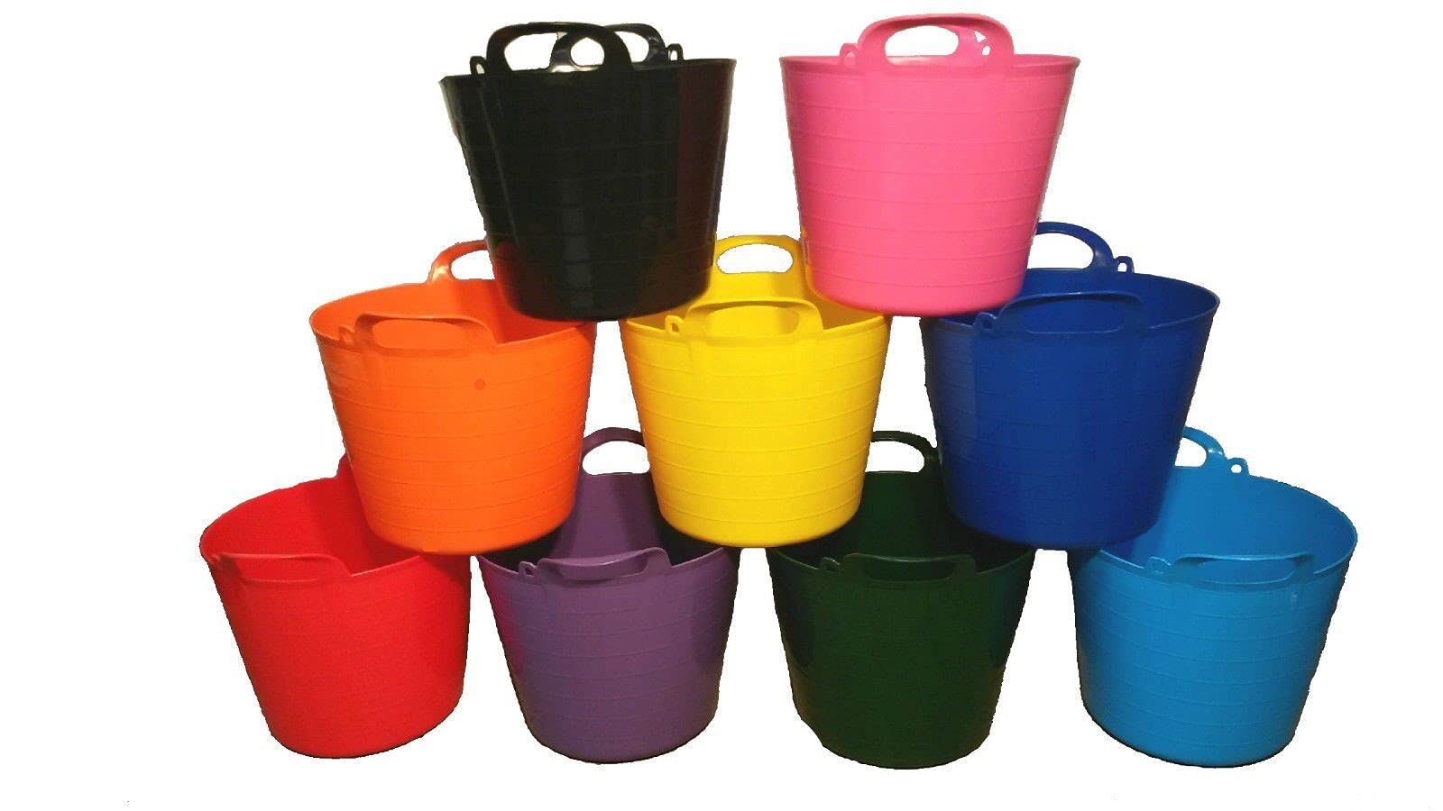 Ketoplastics Multicolor 26L Litre Strong Flexi Tubs Trugs Laundry/Storage/Builder/Garden Buckets - Set Of 3