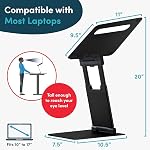 Ergonomic Laptop Stand for Desk – Adjustable Sit to Stand Computer Riser & Portable Foldable Notebook Holder Compatible with MacBook Air Pro, Dell, HP 10-17" – Aluminum, Height Up to 20" (Black)