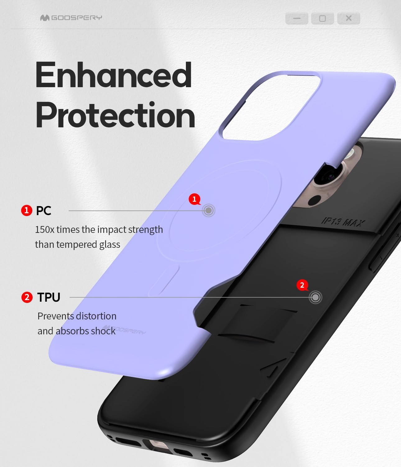 GOOSPERY Mag Bumper Compatible with iPhone 13 Pro Max Case, Compatible with Magsafe, Card Holder Wallet Protective Dual Layer Sturdy Phone Back Cover - Purple - Image 4