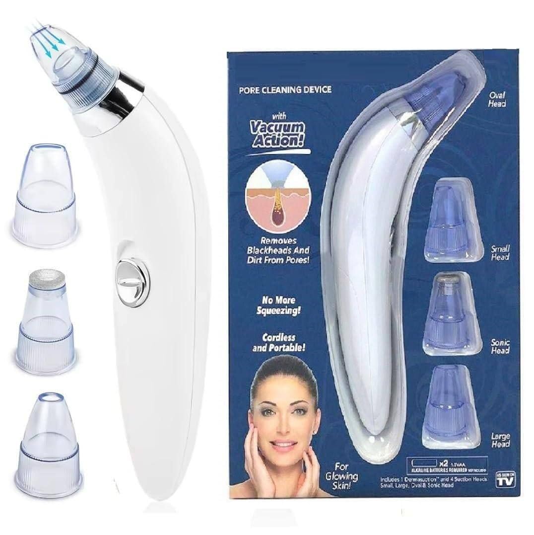 4-in-1 Electric Blackhead Remover Vacuum | Derma Suction Pore Cleaner Tool for Men & Women | Acne, Pimple & Whitehead Extractor | Facial Skin Care Device for Nose & Face (White)-image-32