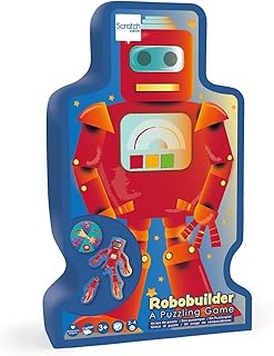 Scratch Game: ROBOBUILDER / Puzzling Game 21.7x19.3cm, with 4 Different Puzzles (6pcs of Each) and Turning Disk diam.14.3cm, in Contour Box 16.6x29.6x6.5cm, 3+