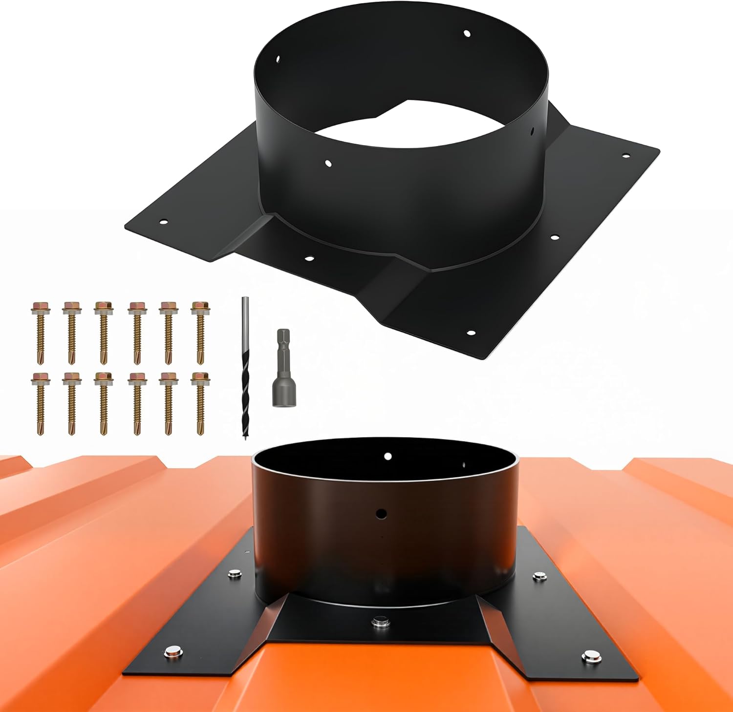 AIWFL 8-Inch Roof Vent Adapter,Shipping Container Corrugated Roof Vent Adapter Suitable for 3.5-Inch Rib Container (Conex) Roofs,Turbine Vents Adapter for 8" Whirlybird Turbine, Round Chimney Caps