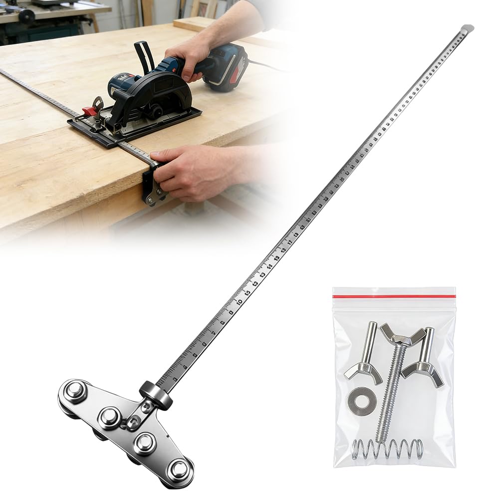 Circular Saw Guide Rail, ADDLIVE Saw Guide Rail for Circular Saw, Positioning Calipers for Precise Measurements & Easy Wood Cutting with 50cm Adjustable Guide Rail for Circular Saws, Woodworking, DIY