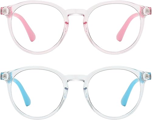 Miniatura 8 de FANNYGO Paquete de 2 lentes de bloqueo de luz azul para niñas y niños, lentes transparentes de bloqueo de computadora para niños y niñas de 4 a 12