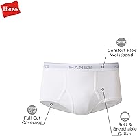 Vista 5 de Hanes Men's Moisture-wicking Cotton Briefs, Available in White and Black, Multi-packs Available