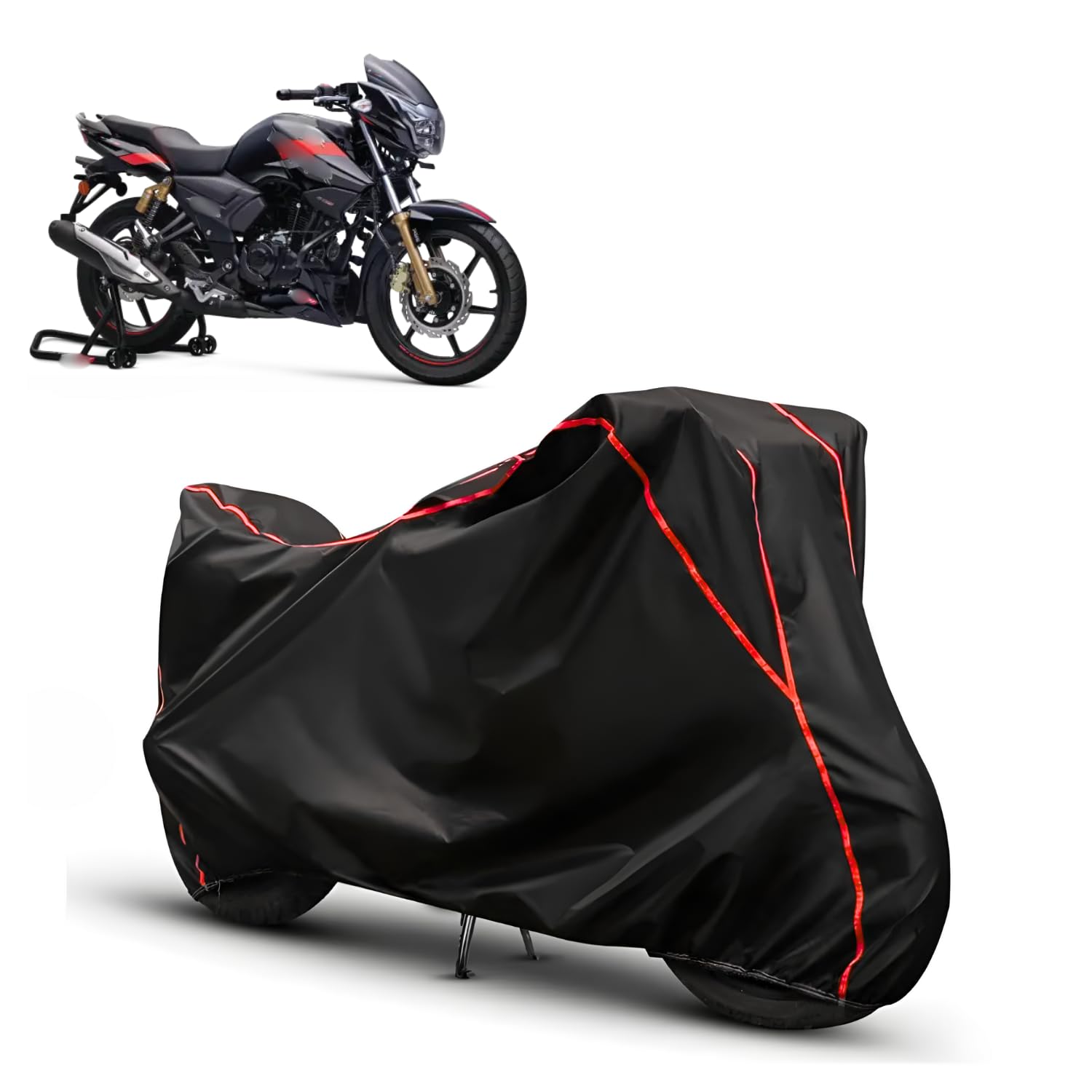 LUBANAZ Water Resistant Bike Cover for TVS Apache RTR 180 | All Weather, UV Heat Resistant, Dustproof, Triple Stitched, Windproof Elastic Bottom-image-20