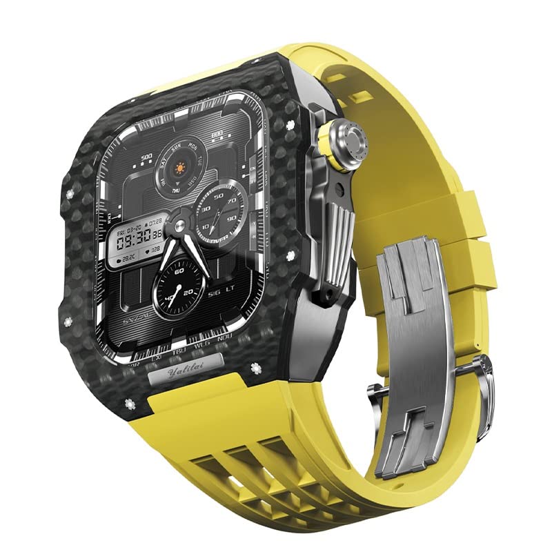 Coffret Modification Apple Watch 45mm Carbone Bracelet Agate Idée Cadeau Homme Luxe