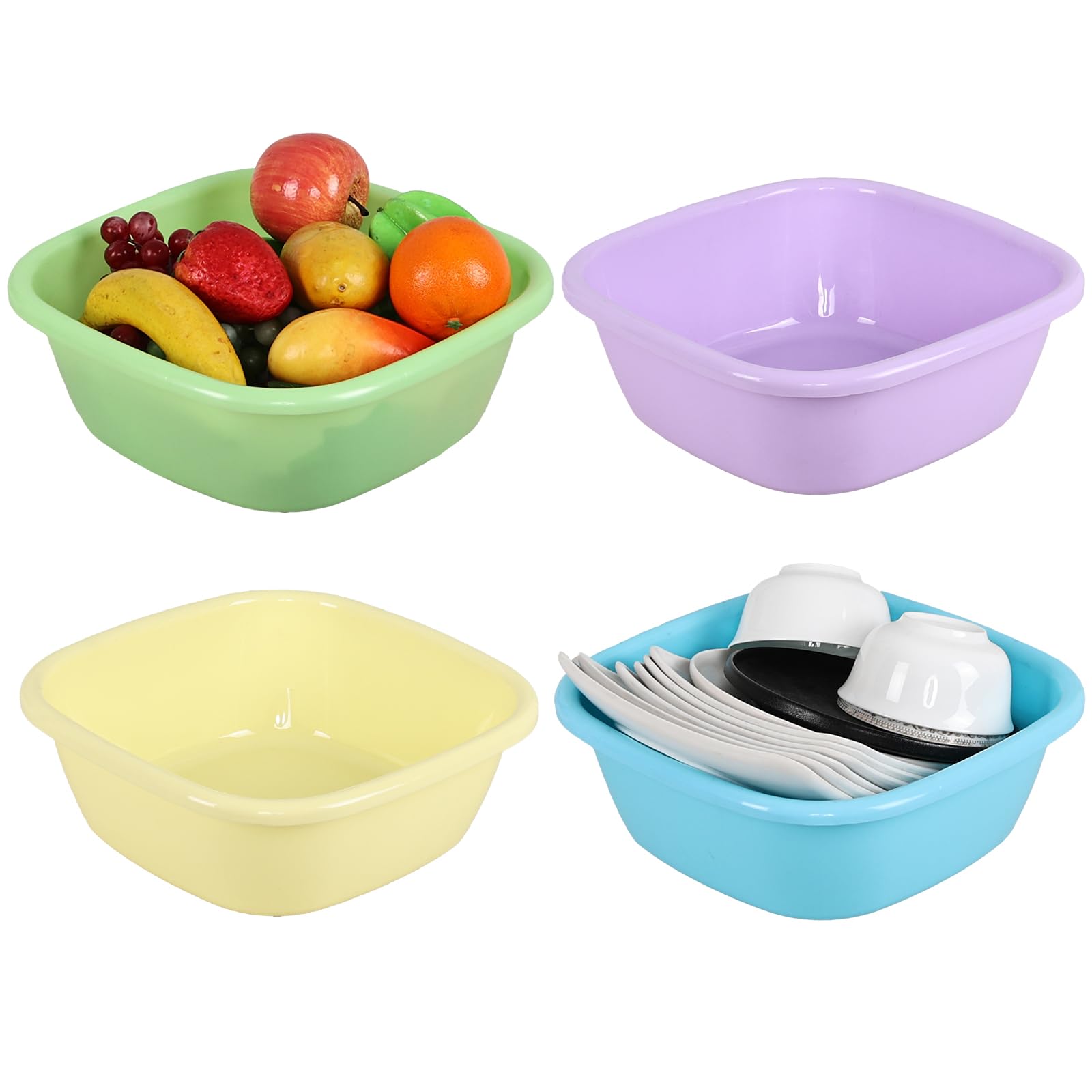 Bols à vaisselle carrés 8L Ramddy de type bassine plastique durable pour toute la maison