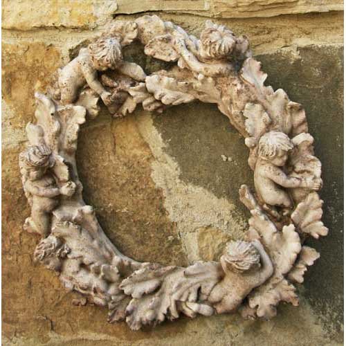 OrlandiStatuary FS6556 Babies In Leaves Sculpture, 19", Cathedral White Finish