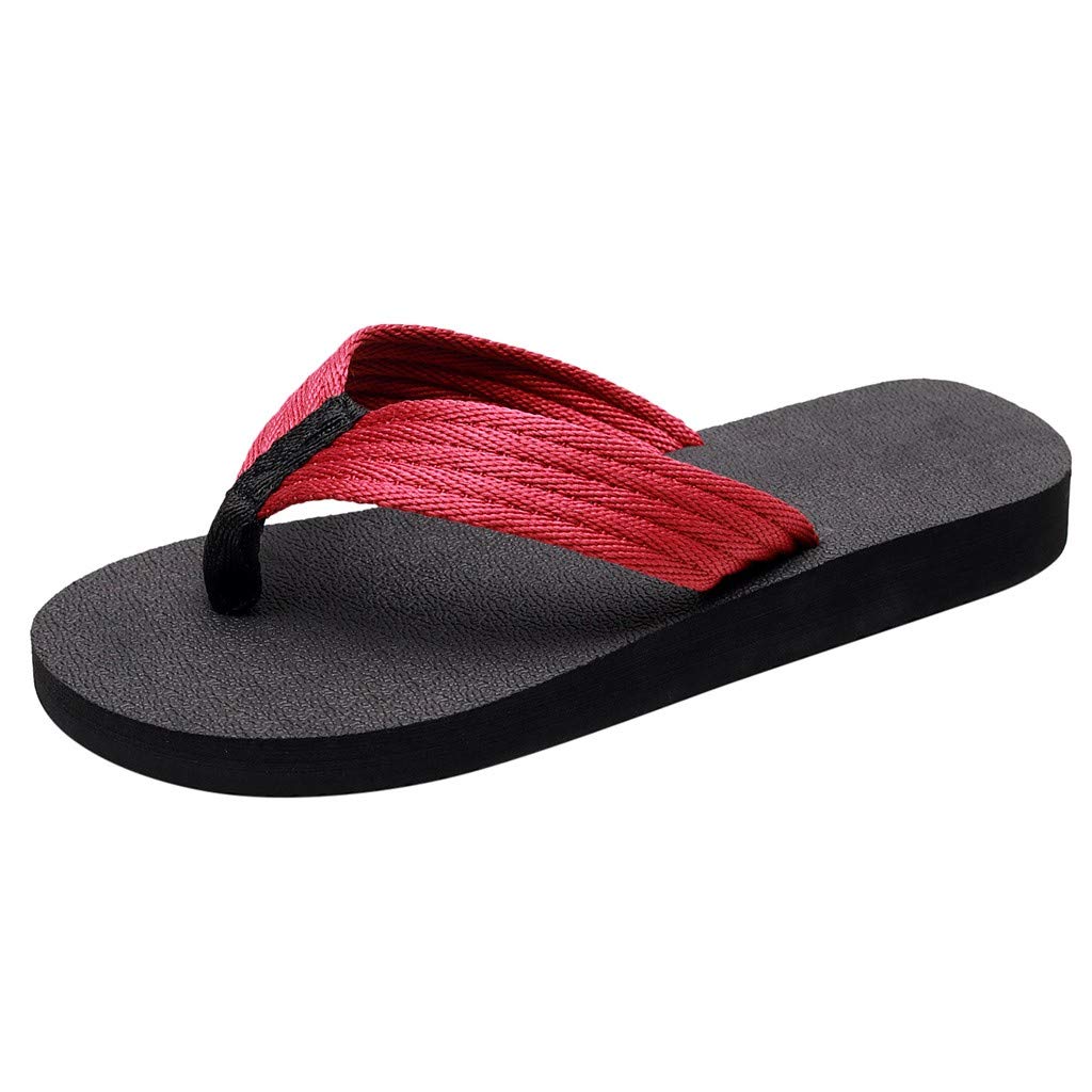 AnFeng Flip Flops for Women Arch Support Walking Slippers Beach Rhinestone Sandal Travel Walking Flats Shoes Red 11
