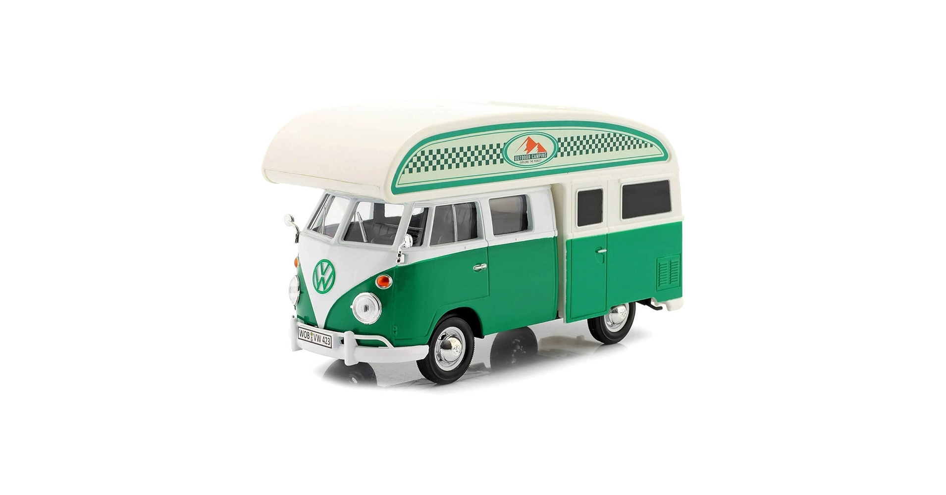 Motormax Volkswagen Type 2 (T1) Camper Van Green and White