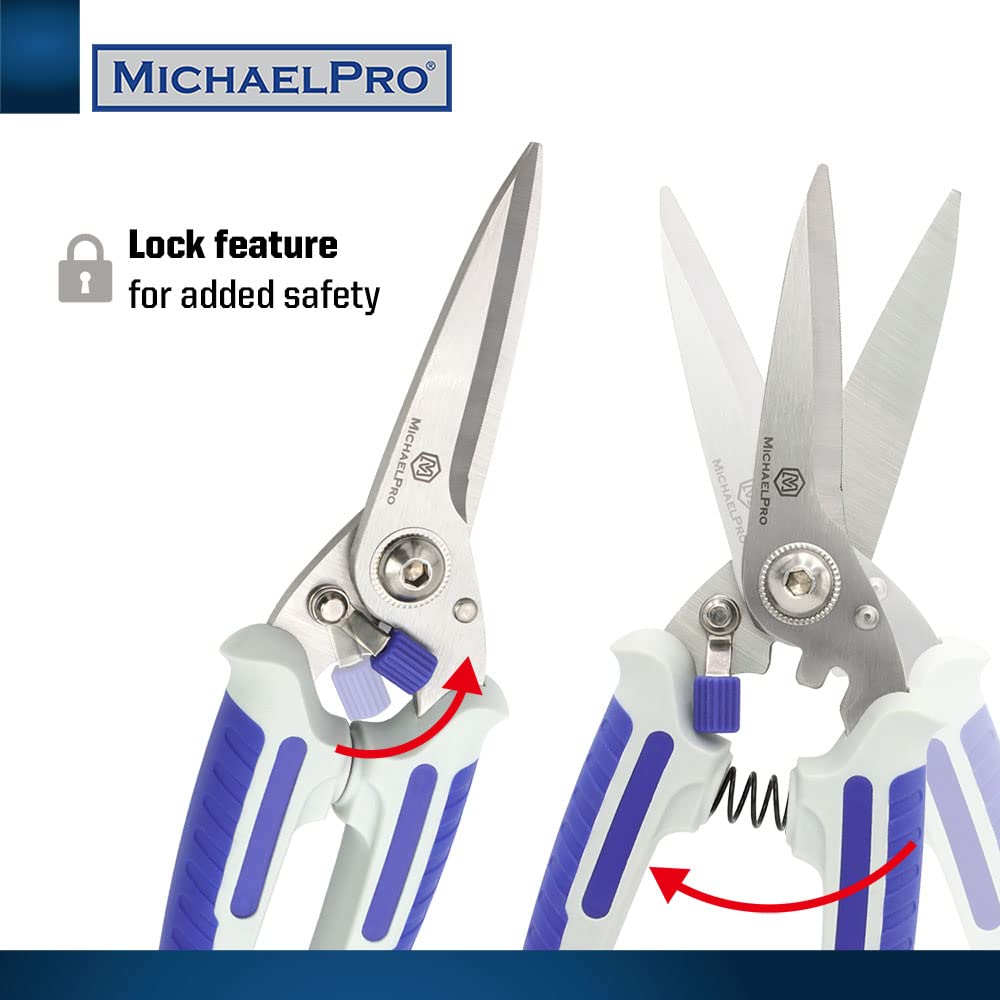 MichaelPro 200mm Stainless Multi-Purpose Shears, Blue, Silver - Image 4