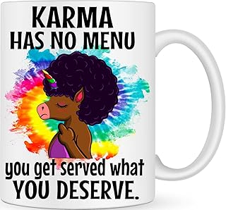 Karma Unicorn Middle Finger Coffee Cup - Novelty Rude Gifts - Personalised Coffee Mug Funny Gifts for Men & Women - Antisocial Bestie Best Friend Gift - Joke Gifts Funny Mugs for Work Colleagues