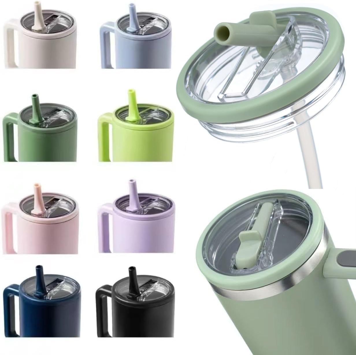 2 Pack 40 Oz Tumbler Flip Straw Lid Replacement Fit for Stanley Quencher, 2 Pack Flip Straw Replacement Lid, Reusable Tumbler Accessory for Stanley Cup and Hydrojug Traveler (MIX-F)
