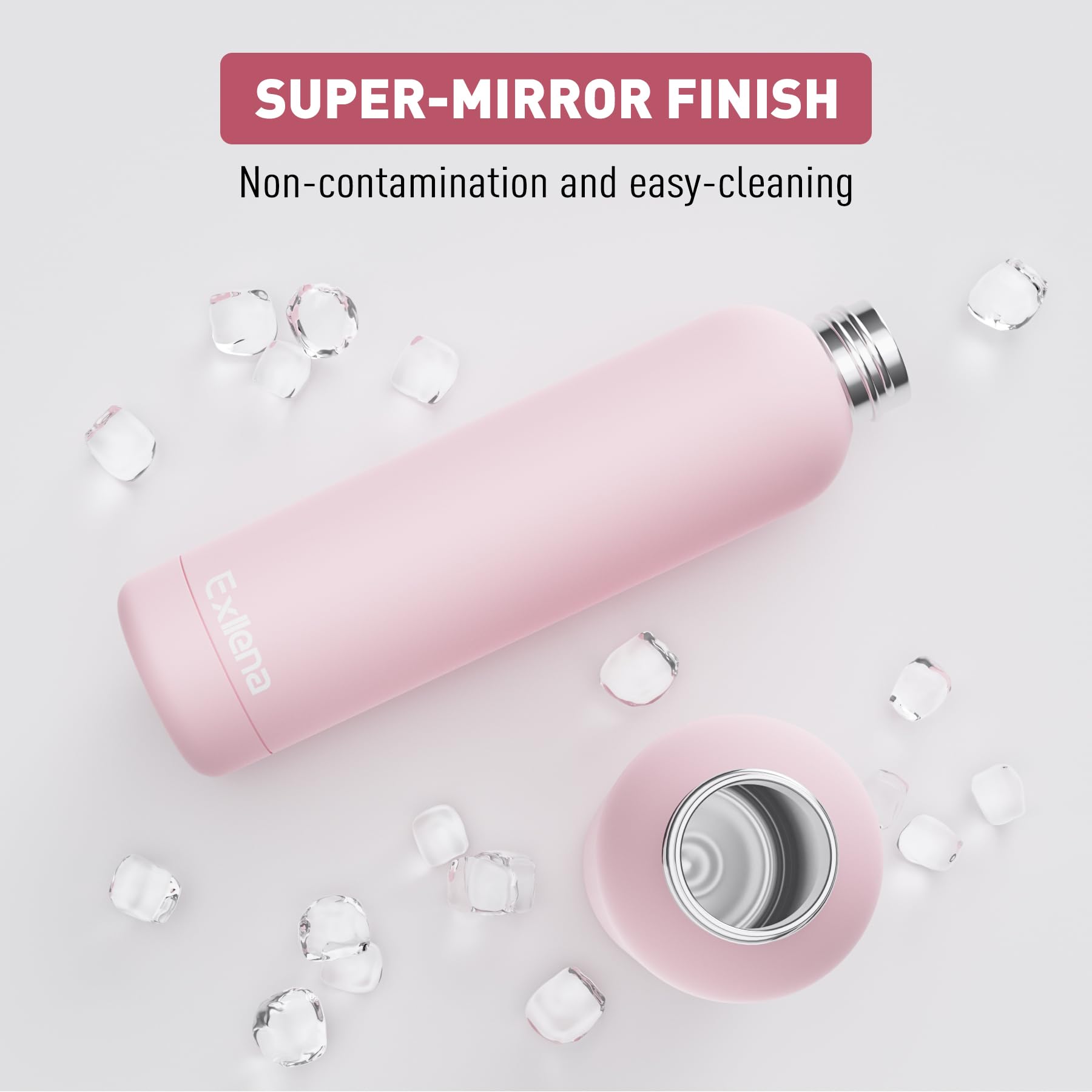 Exllena Insulated Water Bottles 1l with Clip, Double Wall Vacuum Drinks Bottle Keeps Drinks Cold 24 Hrs/Hot 12 Hrs - Image 4