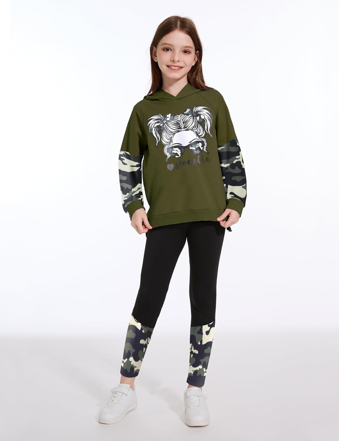 Girls Clothes Cool Girl Print Tie Dye Hoodie Pullover Sweatshirt Leggings 2PC Outfits - Image 3