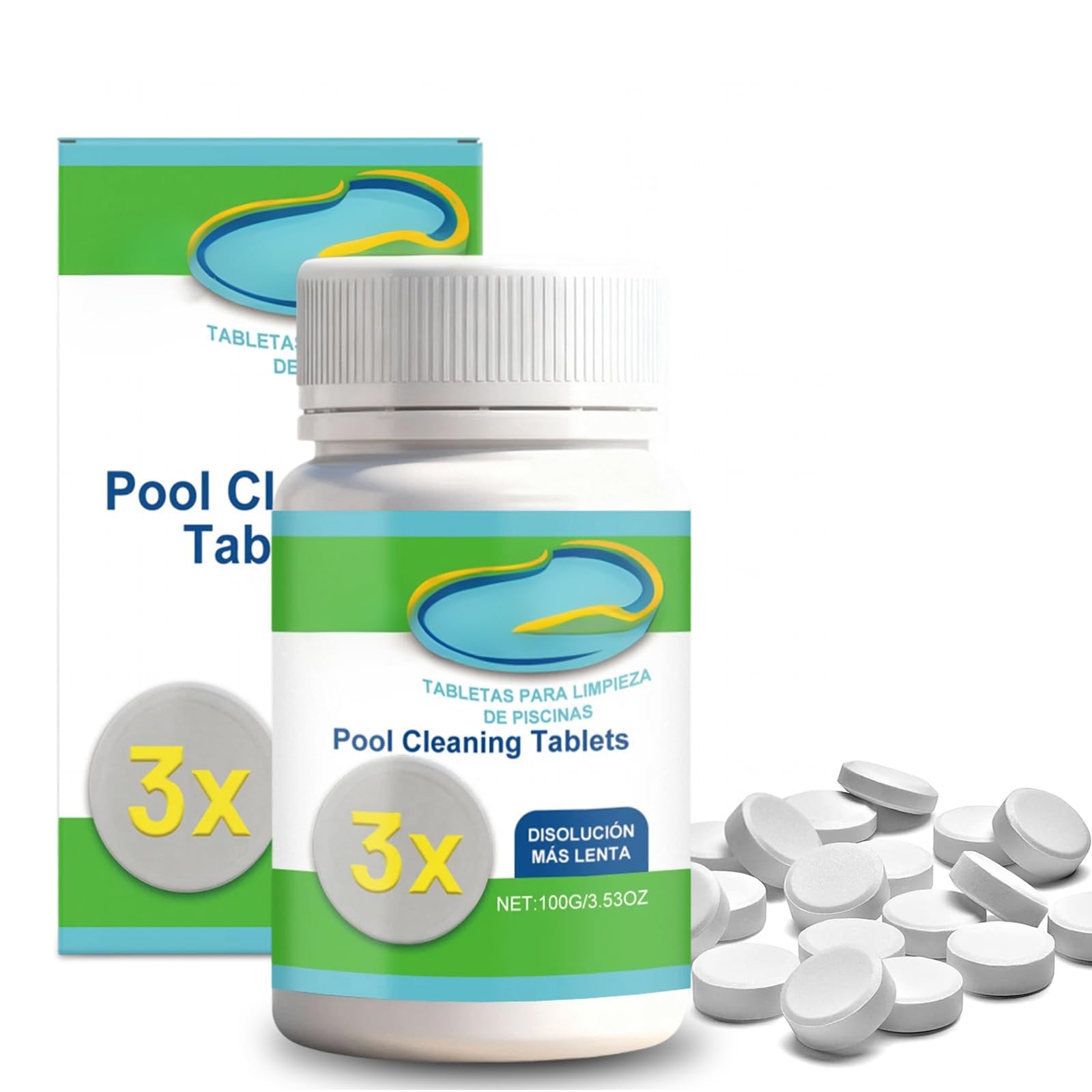 100g Chlorine Tablets for Hot Tub & Pool – Fast-Dissolving Cleaning Tablets for Spa, Jacuzzi & Bathroom – Effective Disinfection for Clean Water