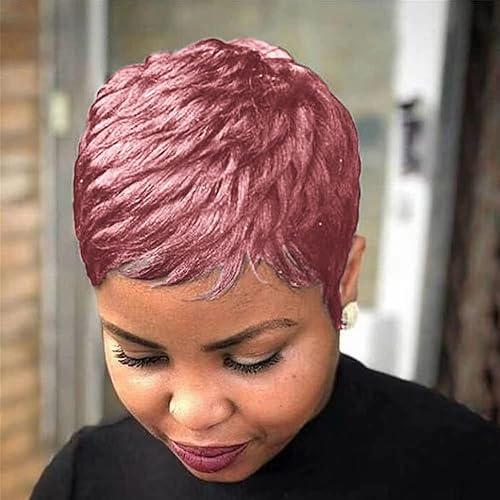 DOcute Pelucas cortas de color rosa Pixie para mujeres negras, peluca corta rosa, pelucas de corte Pixie para mujeres negras, pelucas cortas de
