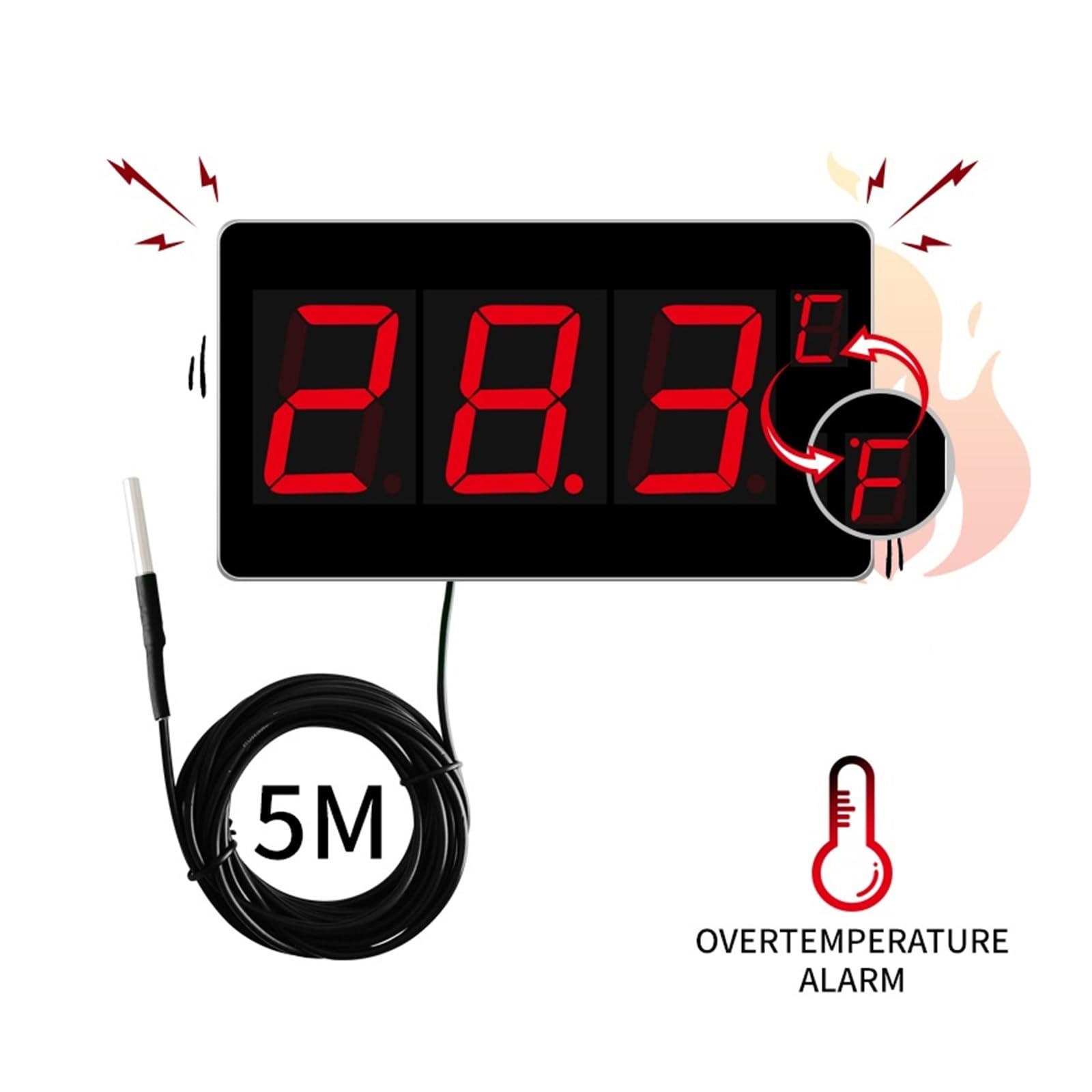 Termómetro Digital Con Sensor De Temperatura For Sauna, Piscina, Agua, Termostato Y Monitor Alarma Sensor De Alta PrecisióN