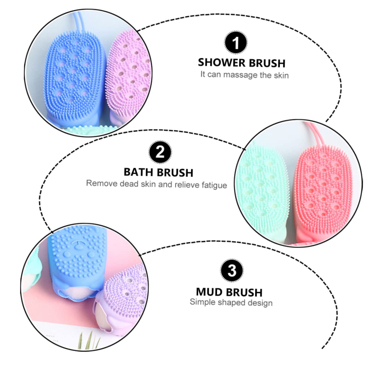 OSOLADY 2Pcs Shower Brush Exfoliating Bath Sponge for Men Random Colors Soft Durable and Bubble Generating Bath Tool for Gentle Skin Care