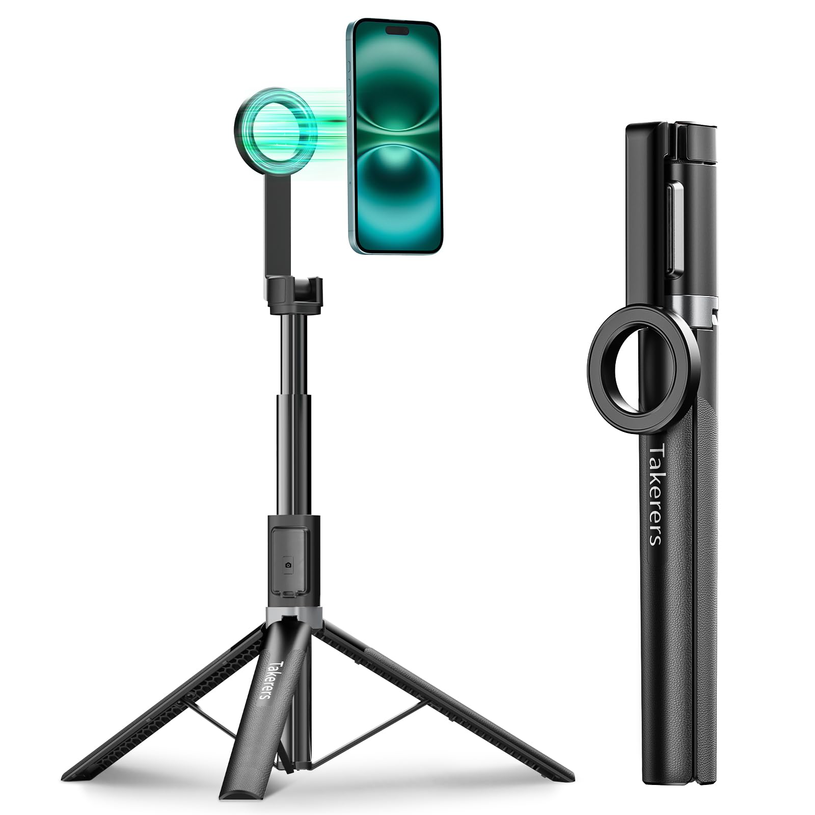 Takerers 66 Magnetic Selfie Stick Tripod for iPhone Magsafe 360 Rotatable Aluminum Strong Magnetic Cell Phone Tripod Stand
