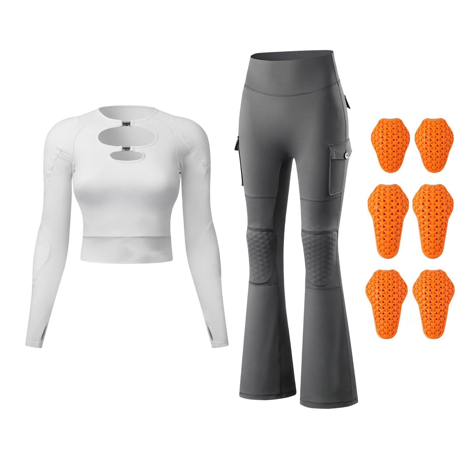 Kit Moto Traspirante Per Donna Giacca Armata Pantalone Svasato