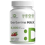 DEAL SUPPLEMENT Berberine Max Supplement with Turmeric, 5,000mg Per Serving, 240 Veggie Capsules - 97% Pure Berberine HCl - 20:1 Turmeric Root Extract - Vegetarian Friendly, Non-GMO
