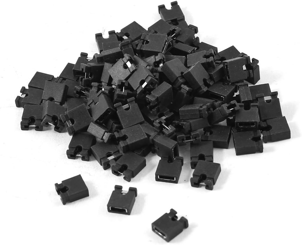 sourcing map 2.54mm mini Jumper Cap Short Circuit Connectors 100pcs Black