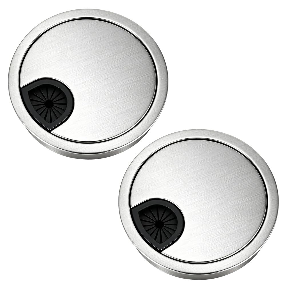 FEIHS 2 Pcs Desk Cable Grommets,80mm Cut-Out,Removable