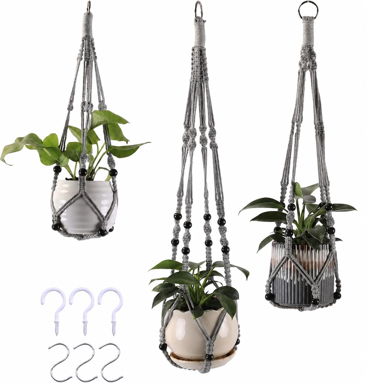 MKO SHUN 3-Pack Gray Macrame Hangers