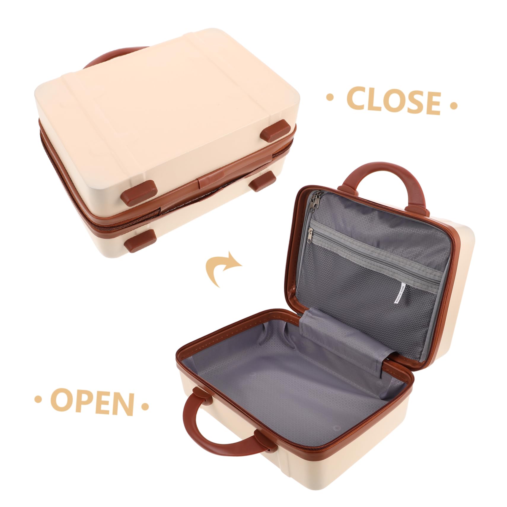 Vintage Kleiner Kosmetikkoffer 14 Zoll aus Abs in Beige | Multikammer Innenraum, für Reise und Alltag, Kompakte Aufbewahrung mit Stabiler Struktur