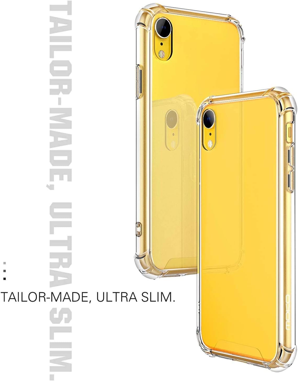MoKo Cover Compatible for iPhone XR Case, Crystal Clear Reinforced Corners TPU Bumper + Anti-Scratch Hybrid Rugged Transparent Hard Panel Cover Fit with Apple iPhone XR 6.1 inch 2018 - Crystal Clear