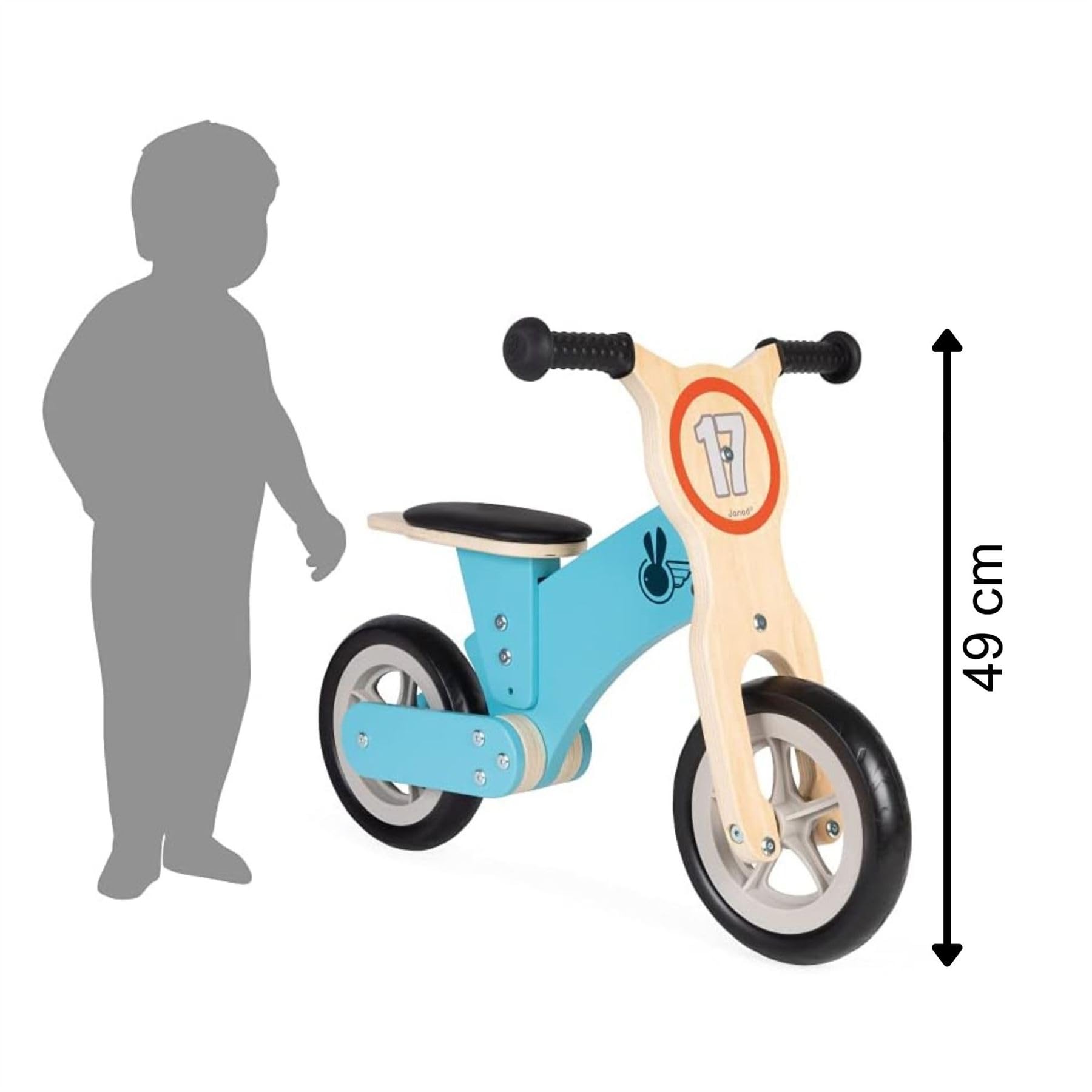 Janod - Bikloon ‘Little Racer’ - Laufrad aus Holz - Lernlaufrad - Motorik und Gleichgewichtssinn Entwickeln - Kinder Holzspielzeug - FSC-Zertifiziert - Ab 2 Jahren, J03285