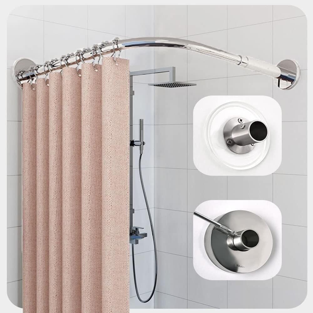 Shower Curtain Rod Rack, Wall Mounted L Shape Shower Curtain Rod, for Bathroom, Clothing Store, Private Space (Size : 29-37inx47-64in)