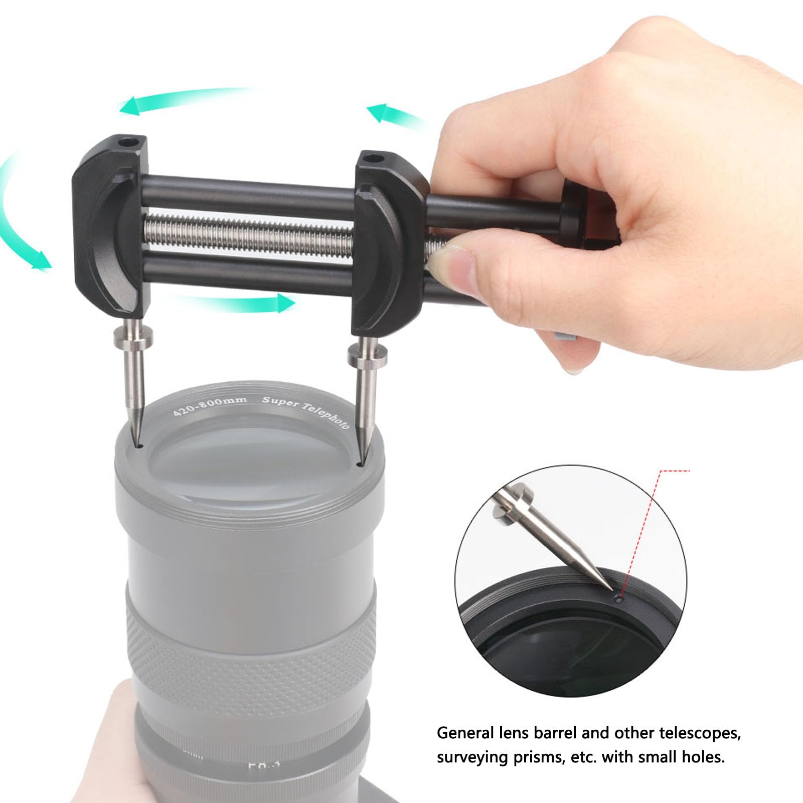 Akozon Strumento di Riparazione Filettatura Obiettivo Regolazione Fotocamera e Filtro da 25 Mm a 130 Mm - Strumento di Riparazione Morsa Obiettivo Fotocamera con Lega di Alluminio - Elettronica/e